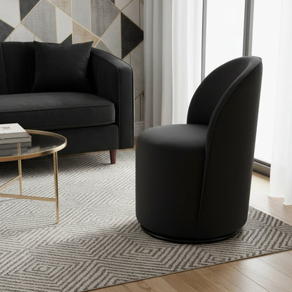 Black Velvet Curved Back Swivel Dining Arm Chair