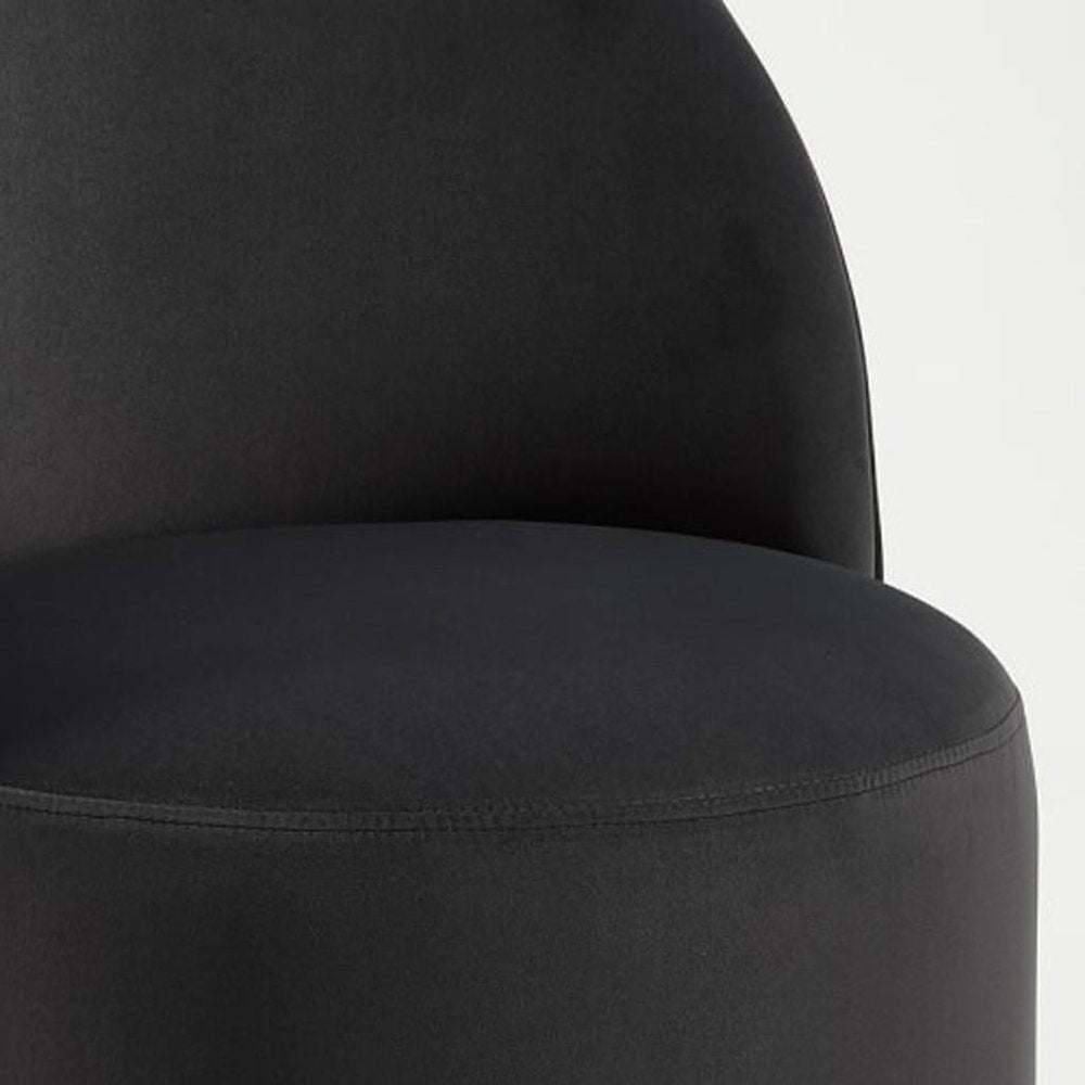 Black Velvet Curved Back Swivel Dining Arm Chair