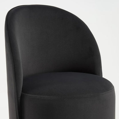 Black Velvet Curved Back Swivel Dining Arm Chair