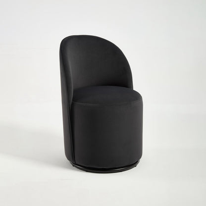 Black Velvet Curved Back Swivel Dining Arm Chair