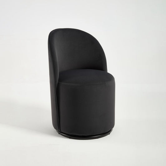 Black Velvet Curved Back Swivel Dining Arm Chair