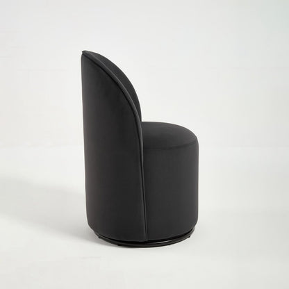 Black Velvet Curved Back Swivel Dining Arm Chair
