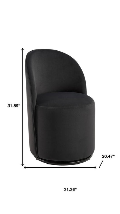 Black Velvet Curved Back Swivel Dining Arm Chair