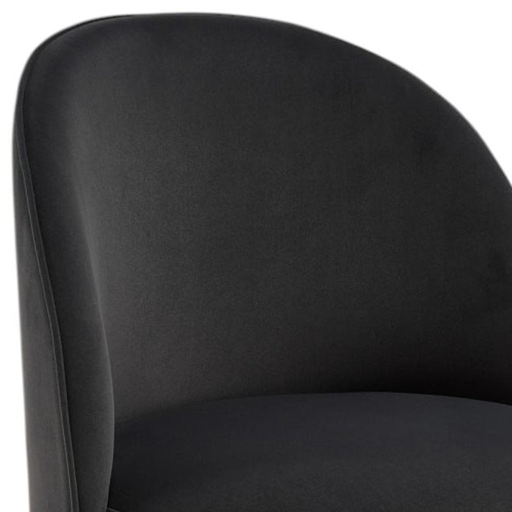 Black Velvet Curved Back Swivel Dining Arm Chair