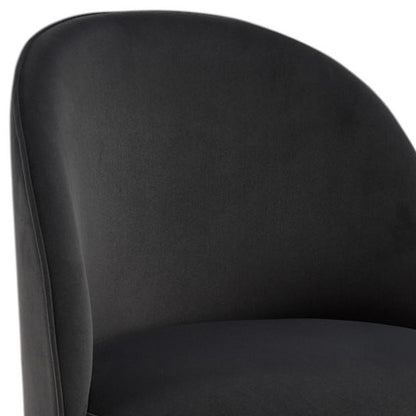 Black Velvet Curved Back Swivel Dining Arm Chair