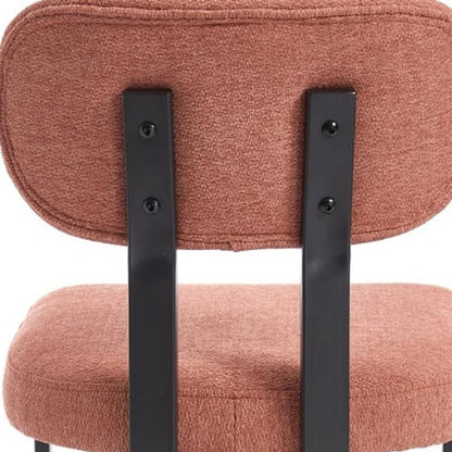 Set of Two 26" Orange And Black Fabric And Steel Low Back Counter Height Bar Chairs