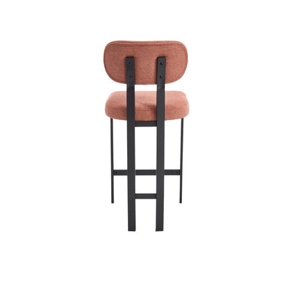 Set of Two 26" Orange And Black Fabric And Steel Low Back Counter Height Bar Chairs