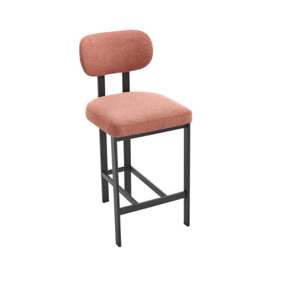 Set of Two 26" Orange And Black Fabric And Steel Low Back Counter Height Bar Chairs