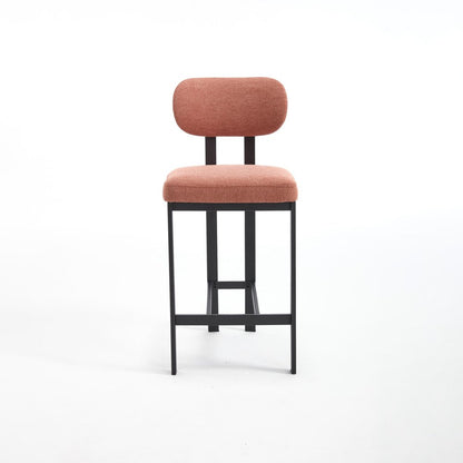 Set of Two 26" Orange And Black Fabric And Steel Low Back Counter Height Bar Chairs