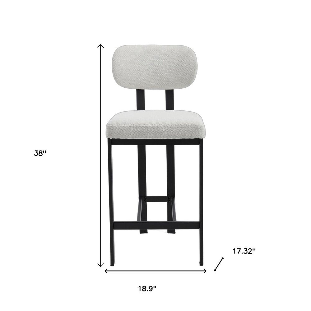 Set of Two 26" White And Black Fabric And Steel Low Back Counter Height Bar Chairs