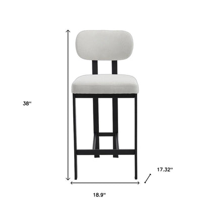Set of Two 26" White And Black Fabric And Steel Low Back Counter Height Bar Chairs
