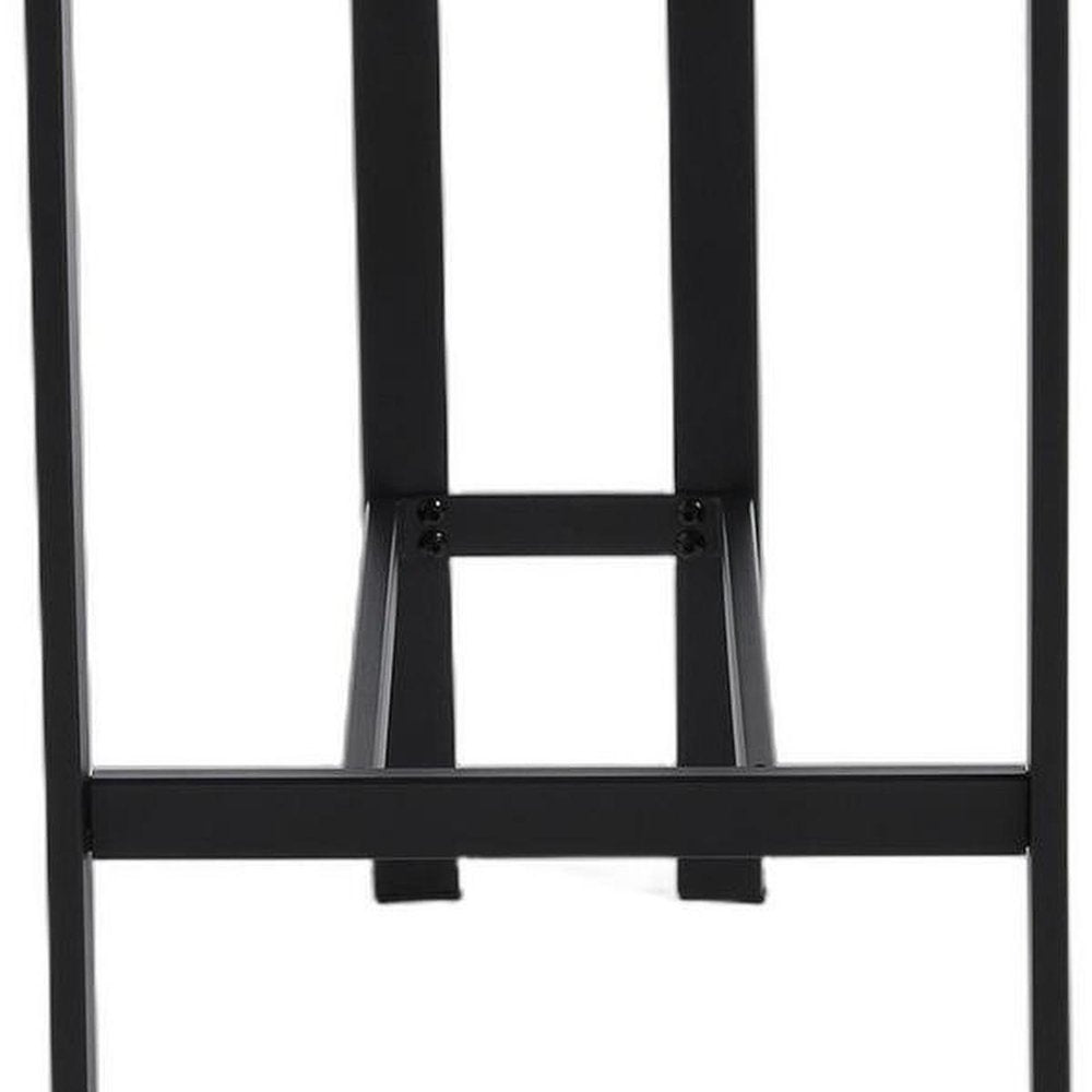 Set of Two 26" White And Black Fabric And Steel Low Back Counter Height Bar Chairs