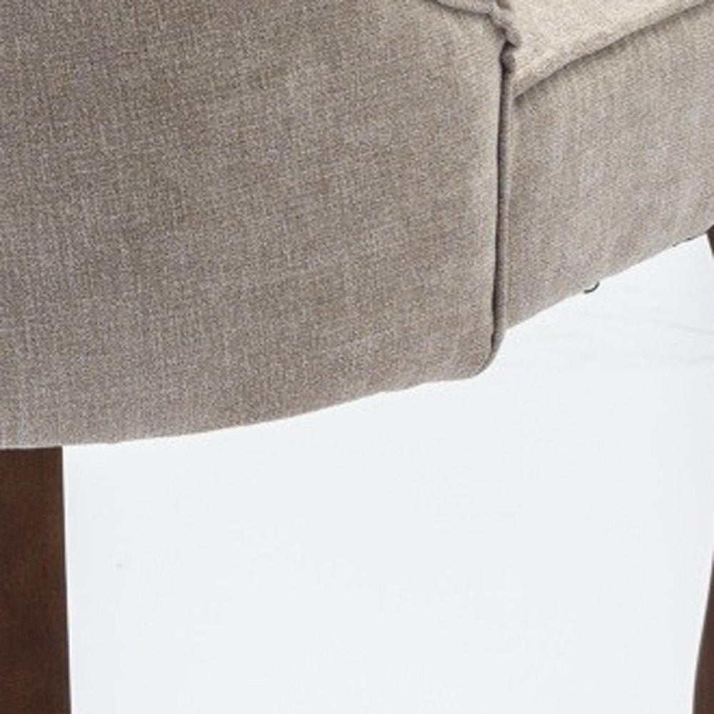 Set of Two Gray And Brown Tufted Velvet And Solid Wood Dining Side Chairs