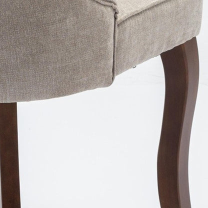 Set of Two Gray And Brown Tufted Velvet And Solid Wood Dining Side Chairs