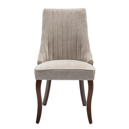 Set of Two Gray And Brown Tufted Velvet And Solid Wood Dining Side Chairs
