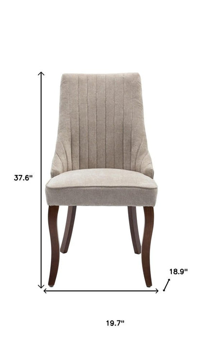Set of Two Gray And Brown Tufted Velvet And Solid Wood Dining Side Chairs