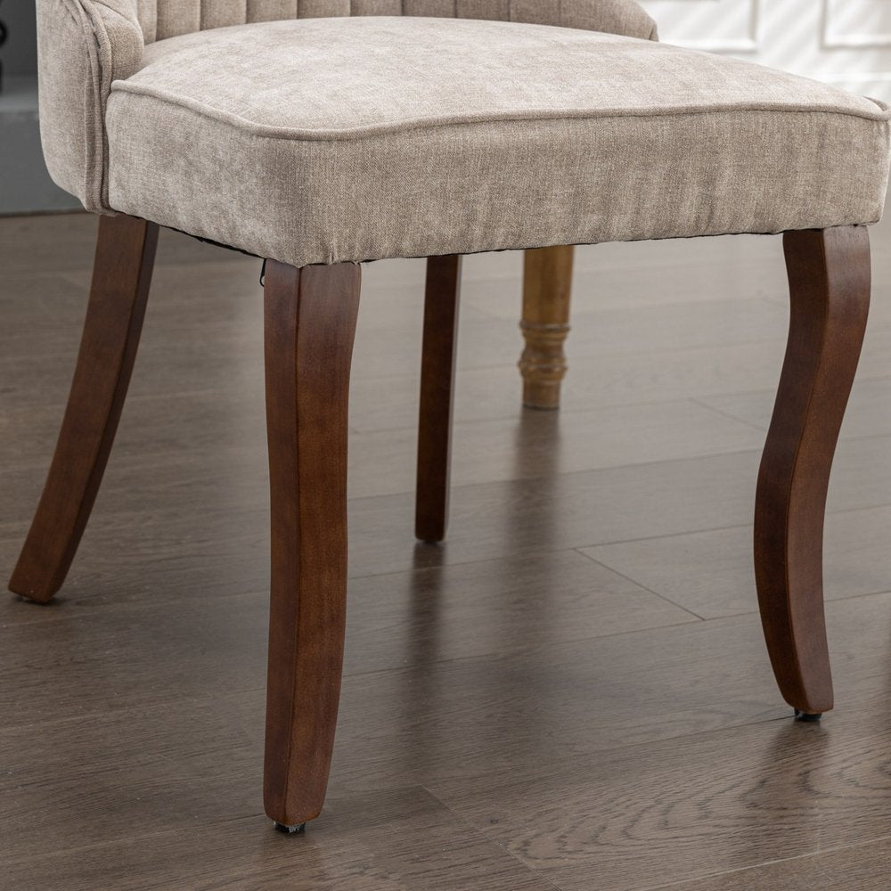 Set of Two Gray And Brown Tufted Velvet And Solid Wood Dining Side Chairs