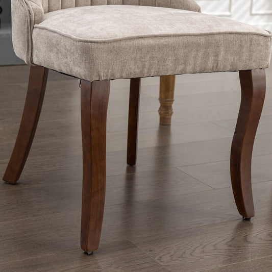 Set of Two Gray And Brown Tufted Velvet And Solid Wood Dining Side Chairs