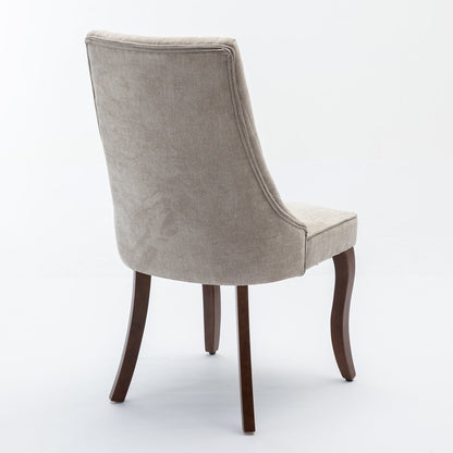 Set of Two Gray And Brown Tufted Velvet And Solid Wood Dining Side Chairs