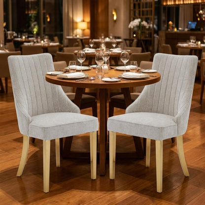 Set of Two Gray And Gold Chenille And Stainless Steel Dining Side Chairs