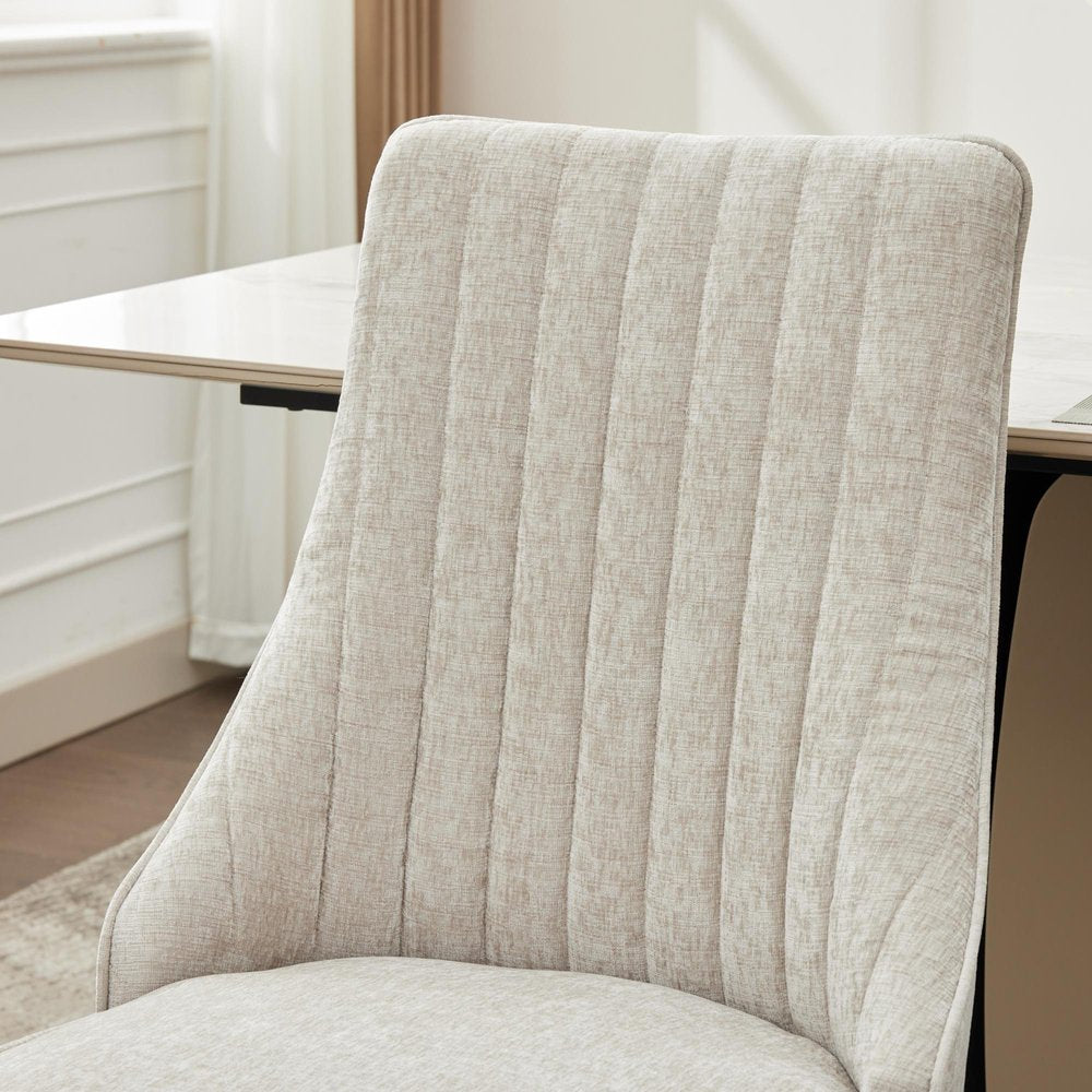 Set of Two Gray And Gold Chenille And Stainless Steel Dining Side Chairs