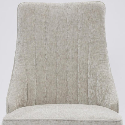 Set of Two Gray And Gold Chenille And Stainless Steel Dining Side Chairs