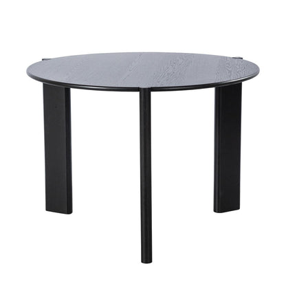 42" Black Solid Wood Three Leg Base Round Top Dining Table