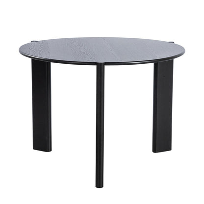 42" Black Solid Wood Three Leg Base Round Top Dining Table