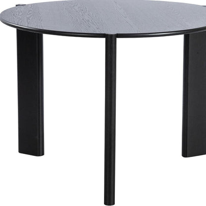 42" Black Solid Wood Three Leg Base Round Top Dining Table