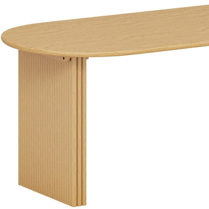 67" Natural Solid Wood Double Pedestal Base Oval Dining Table