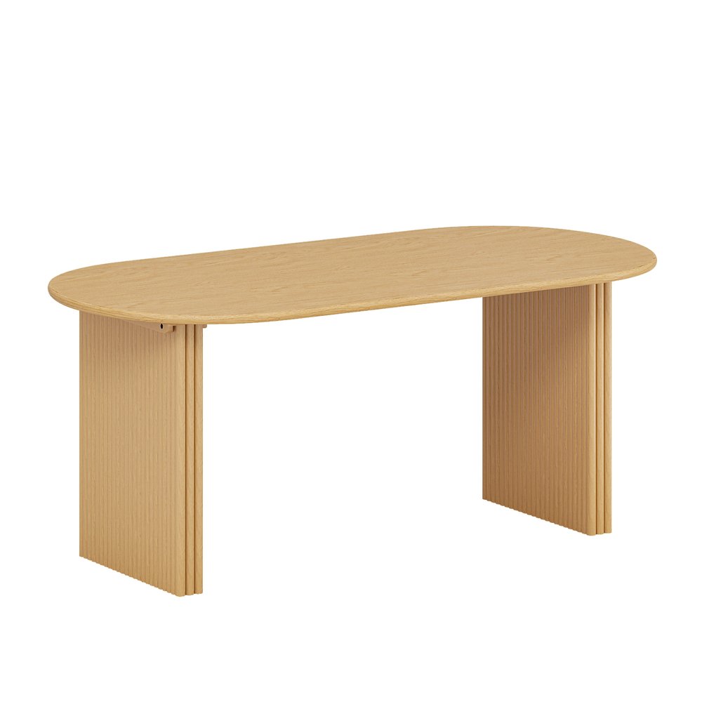 67" Natural Solid Wood Double Pedestal Base Oval Dining Table