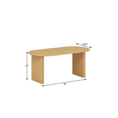 67" Natural Solid Wood Double Pedestal Base Oval Dining Table