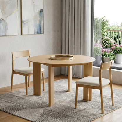51" Natural Solid Wood Round Top Dining Table