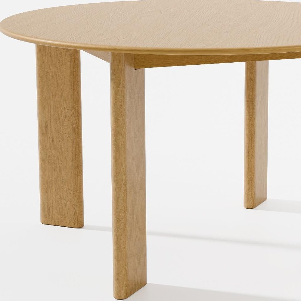 51" Natural Solid Wood Round Top Dining Table