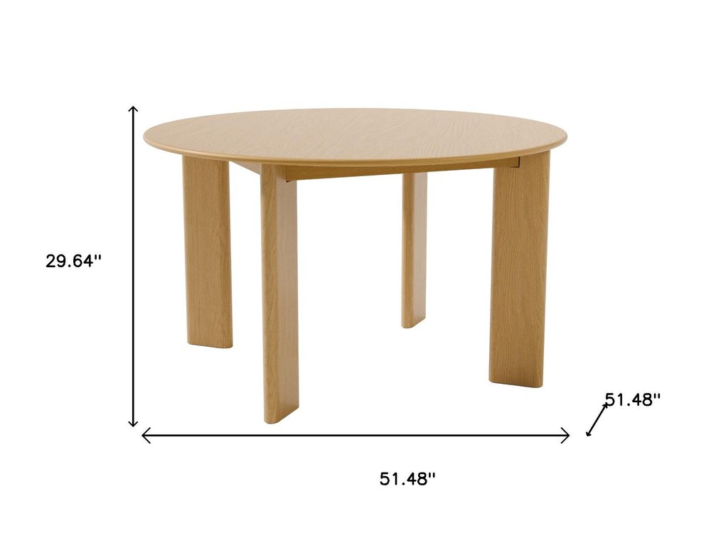51" Natural Solid Wood Round Top Dining Table