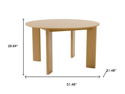 51" Natural Solid Wood Round Top Dining Table