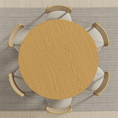 51" Natural Solid Wood Round Top Dining Table
