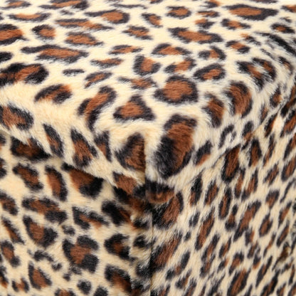 30" Tan And Black Faux Fur Leopard Ottoman