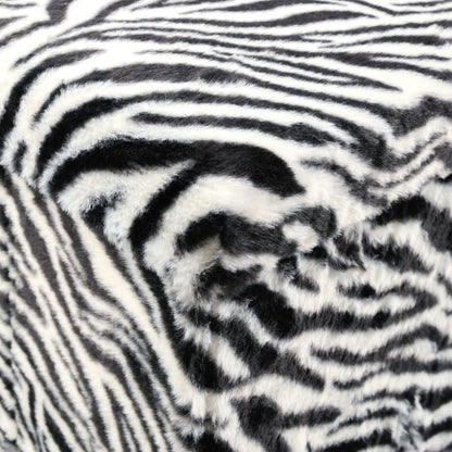 30" Black And White Faux Fur Zebra Ottoman