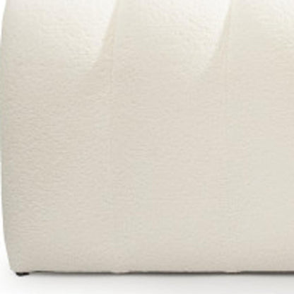 59" White Tufted Boucle Upholstered Bench