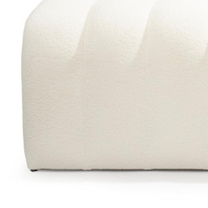 59" White Tufted Boucle Upholstered Bench