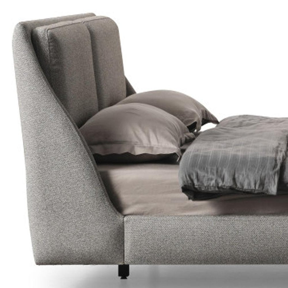 Gray Linen Upholstered Queen Bed Frame