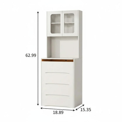 63" White Wood Lighted Mirrored Two Door Three Drawer Combo Dresser
