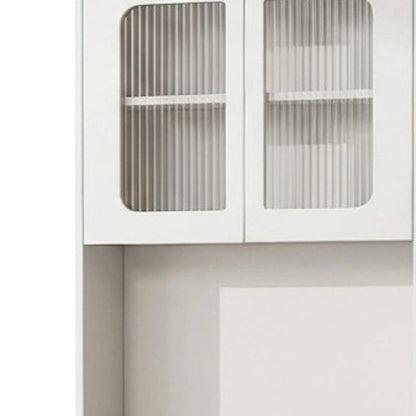 63" White Wood Lighted Mirrored Two Door Three Drawer Combo Dresser