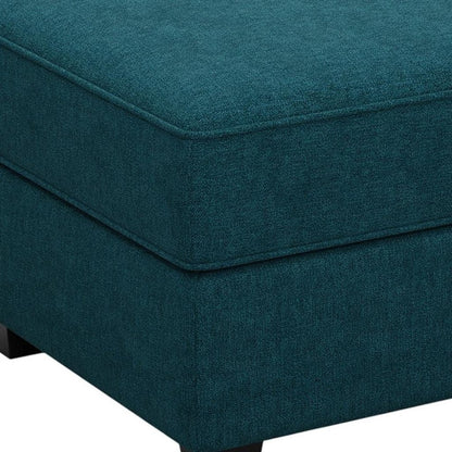 26" Teal Blue And Black Microfiber Ottoman With Storage