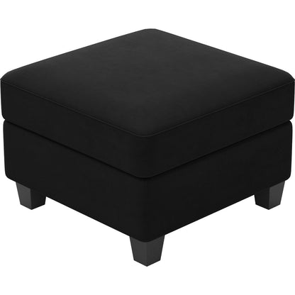 25" Black Velvet Ottoman With Storage