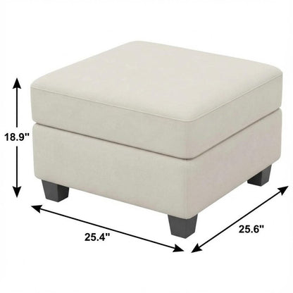 25" Black Velvet Ottoman With Storage