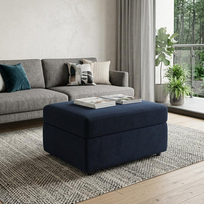 30" Black Velvet Ottoman With Storage