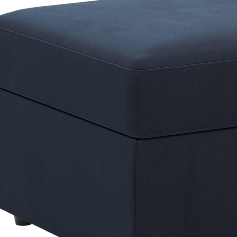 30" Black Velvet Ottoman With Storage