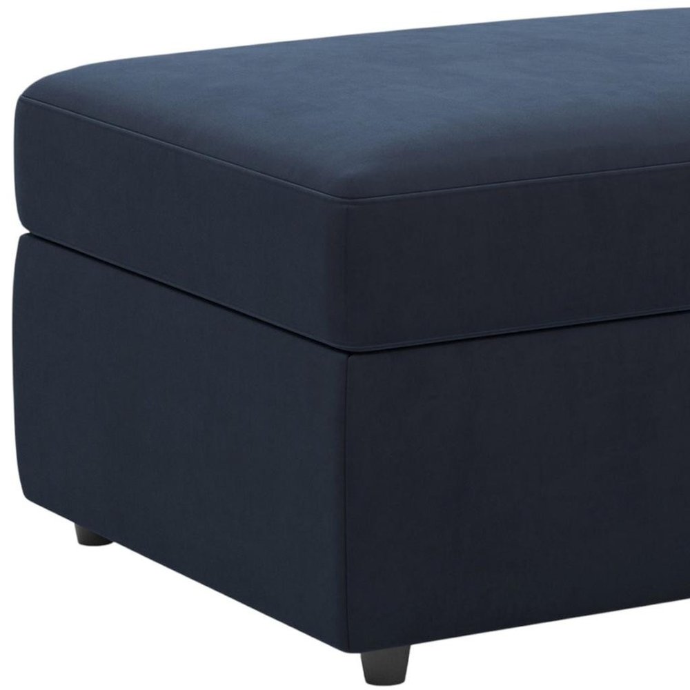 30" Black Velvet Ottoman With Storage
